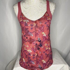 Kuhl Tank Top sz M Strappy Racerback Athleisure Red Floral Stretch Shirt Bra